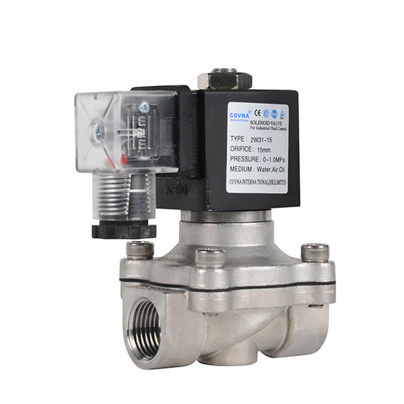 2W31-S Stainless Steel Solenoid Valve With LED Light – Direct Acting